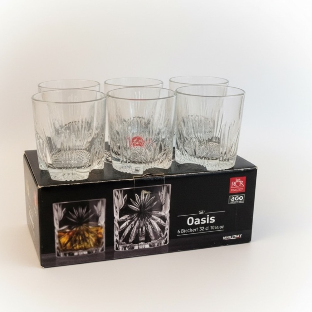 RCR Oasis Italian Crystal Whiskey Glasses - Set of 6 Bicchieri Tumblers